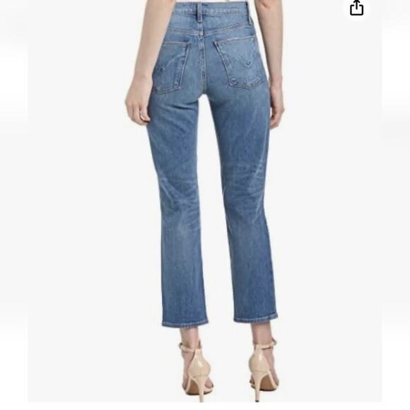Revolve Hudson Jeans Zooey High Rise DP Cuff Straight Distress Raw Hem Jeans 27 - Picture 9 of 10